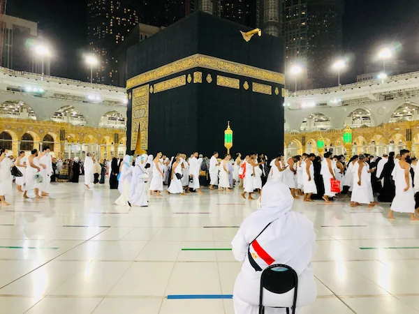 Pilgrims performing Tawaf around the Kaaba in Makkah